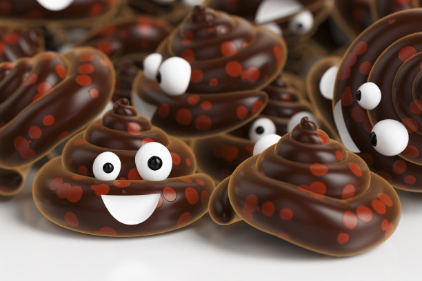 一大群表情符号，以欢快的SHIT的形式出现。三维渲染图图片下载