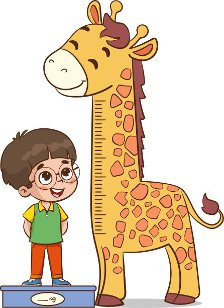 矢量插图的孩子测量身高为成长的进步图片下载