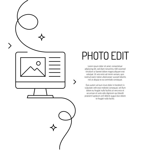 连续线条绘制的照片编辑图标。手绘符号矢量插图。图片下载