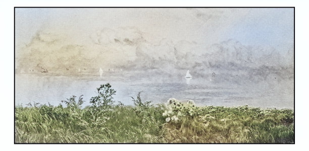 古董绘画照片:风景图片下载