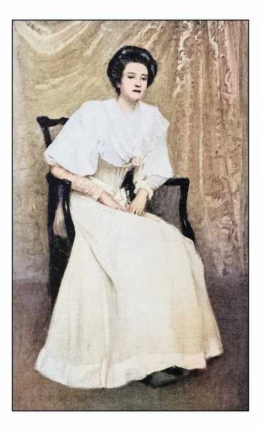 古董照片的绘画:妇女肖像图片下载