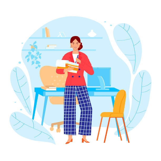 女教师手拿练习本卡通矢量插画图片下载