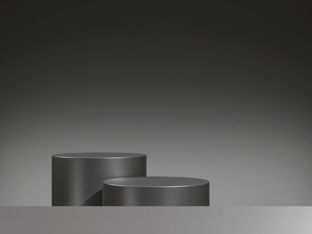 3d渲染黑色讲台在黑暗的背景图片下载