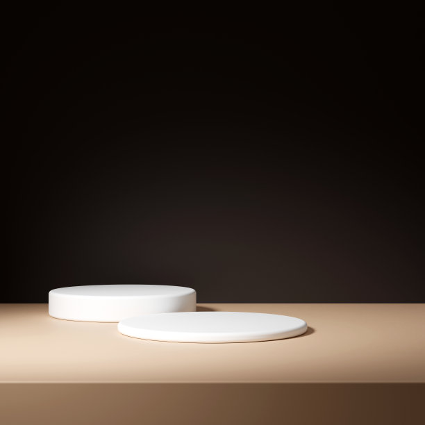 3d渲染白色讲台在棕色背景图片下载