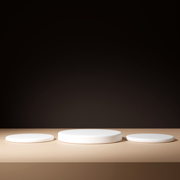 3d渲染白色讲台在棕色背景图片下载