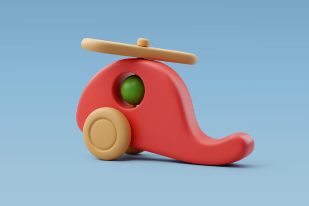 三维矢量直升机木制，儿童玩具，广告玩具概念。图片下载