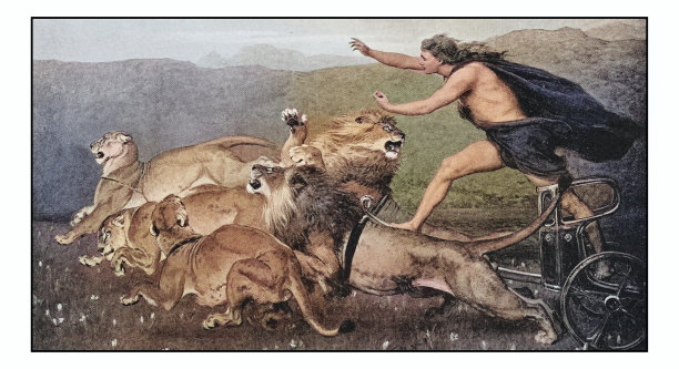 古董画照片:阿波罗和狮子图片下载