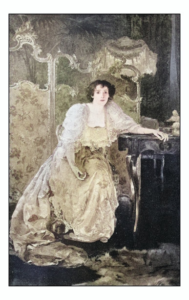 古董照片的绘画:妇女肖像图片下载