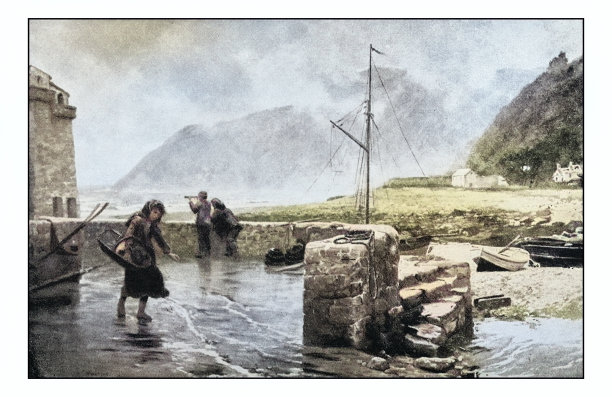 古董绘画照片:林茅斯的雨天图片下载