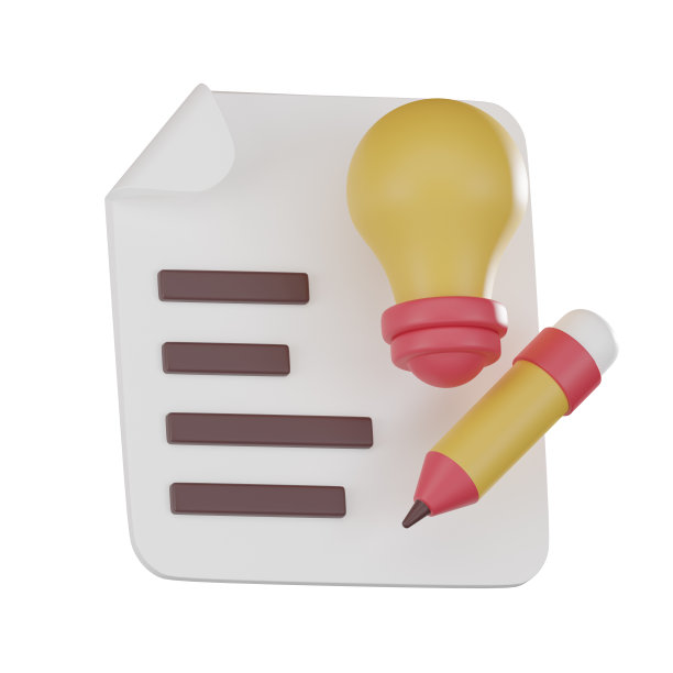 创意业务规划与灯泡，纸和铅笔3D渲染。图片下载