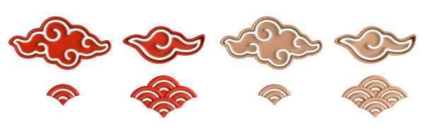 集收集各种霓虹中国云孤立在白色背景，3D插图。图片下载