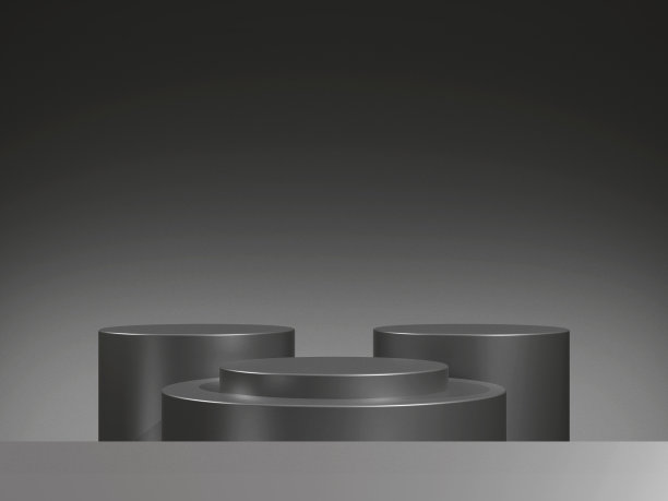 3d渲染黑色讲台在黑暗的背景图片下载