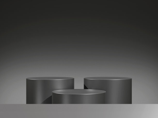 3d渲染黑色讲台在黑暗的背景图片下载