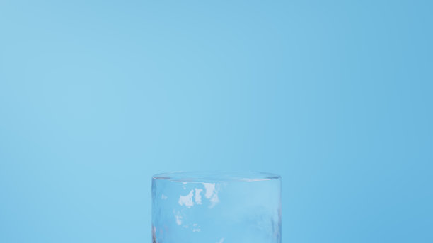 3 d演示。浅蓝色背景的圆形冰底座。(水平)图片下载