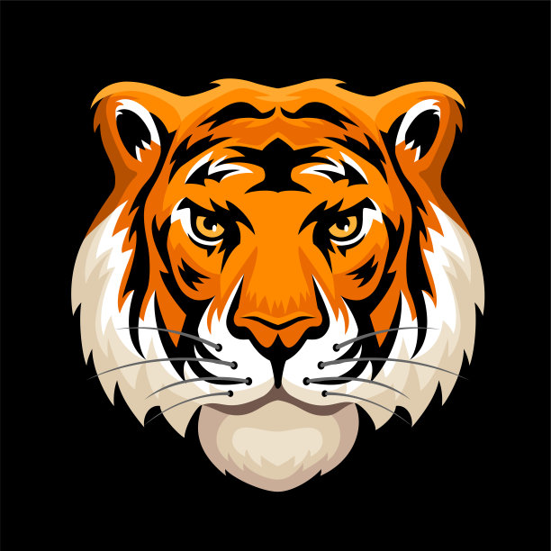 老虎。虎头纹身。吉祥物创意设计图片下载