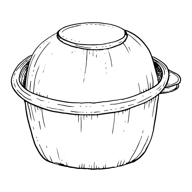 矢量塑料盒甜甜圈或糕点黑色和白色的插图。空透明一次性容器模板外卖食品，生态问题设计图片下载