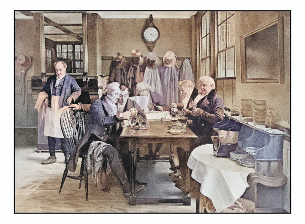 古董画照片:在餐厅图片下载