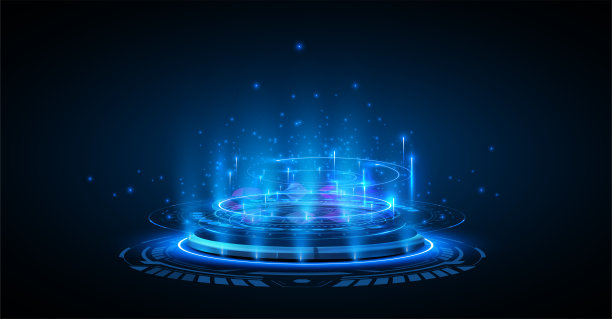 蓝色，霓虹全息传送门。未来主义的图片下载