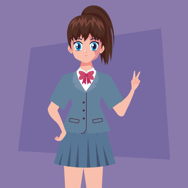 女孩穿着灰色制服图片下载
