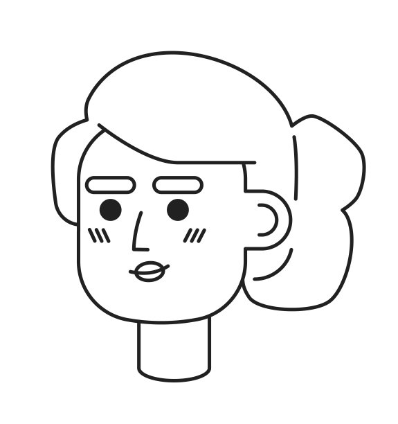 美丽的女人金发黑色和白色的2D矢量头像插图图片下载