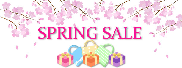 春季促销樱花和购物袋图片下载