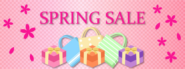 春季促销樱花和购物袋图片下载