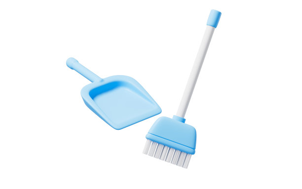 卡通扫帚和簸箕，3d渲染。图片下载