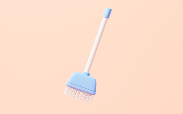 卡通扫帚孤立在黄色背景中，3d渲染。图片下载