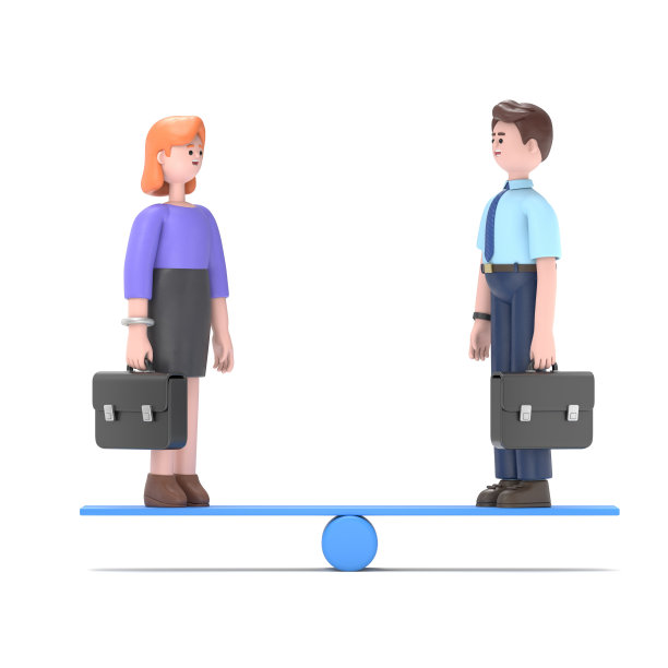 同等权重的商务人士。商业跷跷板和平衡。白色背景的3D渲染。图片下载