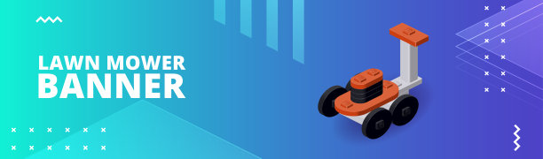 横幅与割草机印刷和设计。矢量插图。图片下载