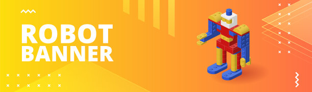 横幅与机器人印刷和设计。矢量插图。图片下载