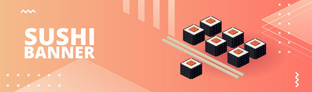 寿司横幅印刷和设计。矢量插图。图片下载