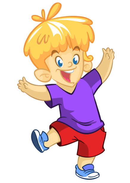 穿着休闲装的可爱卡通小男孩矢量插画图片下载