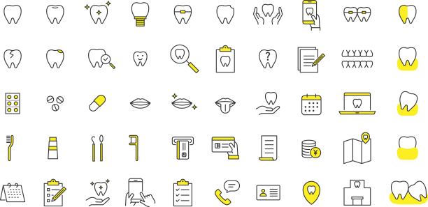 向量集的各种牙齿图标图片下载