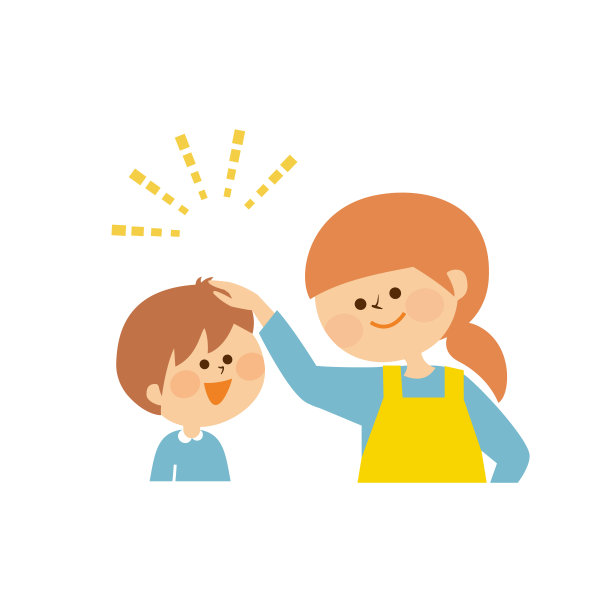 妈妈表扬孩子，大人，可爱的插画素材图片下载
