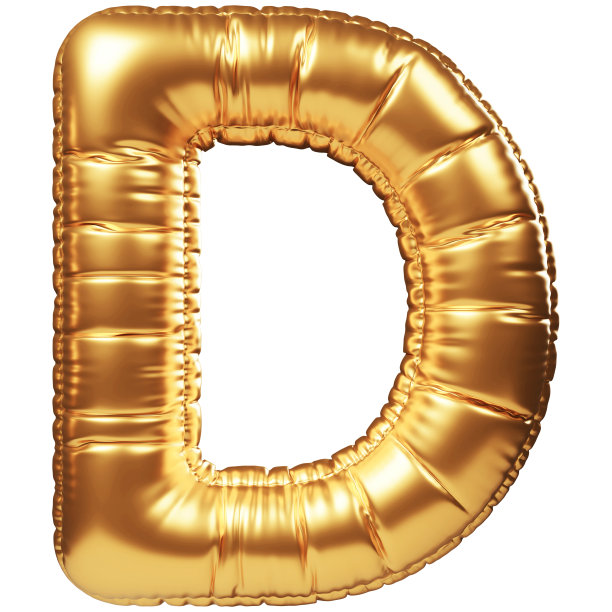 金气球3D字母D图片下载