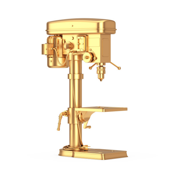 黄金立式钻床钻床压力机。3d渲染图片下载
