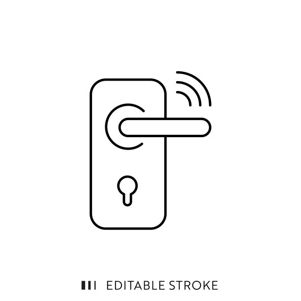 远程门锁线图标设计与可编辑的笔画。适用于信息图表，网页，移动应用程序，UI, UX和GUI设计。图片下载