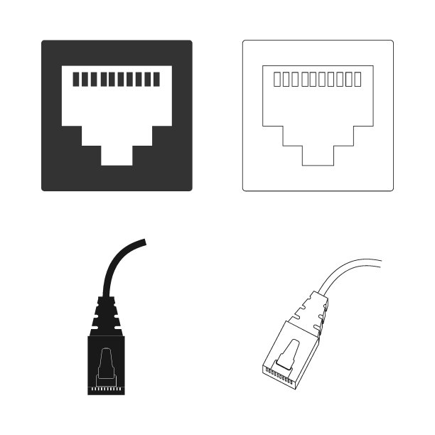 电缆矢量以太网图标- Rj45图标矢量图片下载