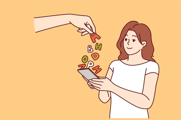 十几岁的女孩沉迷于电子产品，把智能手机放在手边，旁边放着信图片下载