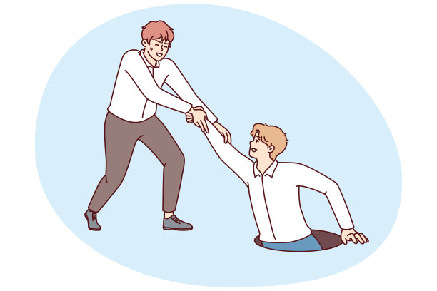 男人救掉在舱口的朋友，在困难的情况下伸出援助之手图片下载