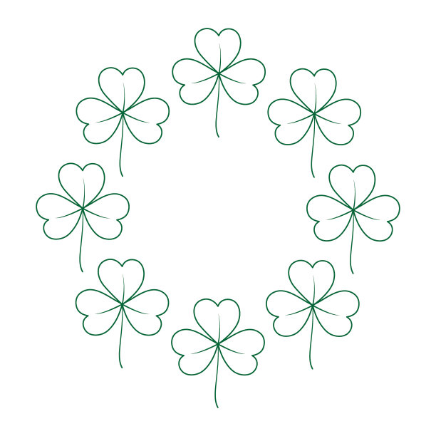 抽象圆形轮廓绘制框架边界三叶草。圣帕特里克问候的设计概念图片下载