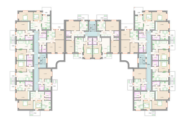 矢量建筑项目的一个多层建筑平面图图片下载