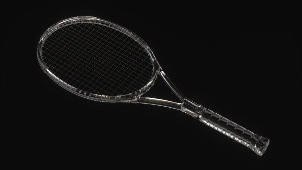 黑色背景玻璃网球拍。最小的概念。体育的概念。图片下载