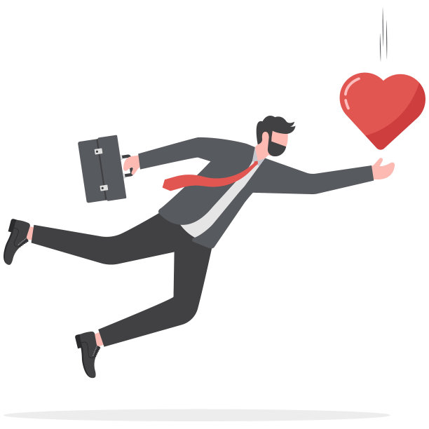 寻找激情，动力或工作灵感，寻找恋爱，浪漫约会，欲望或抱负的概念，商人抓飞激情可爱的心。图片下载