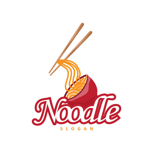 面条标志矢量传统日本食品拉面面条餐厅品牌轮廓设计模板图片下载