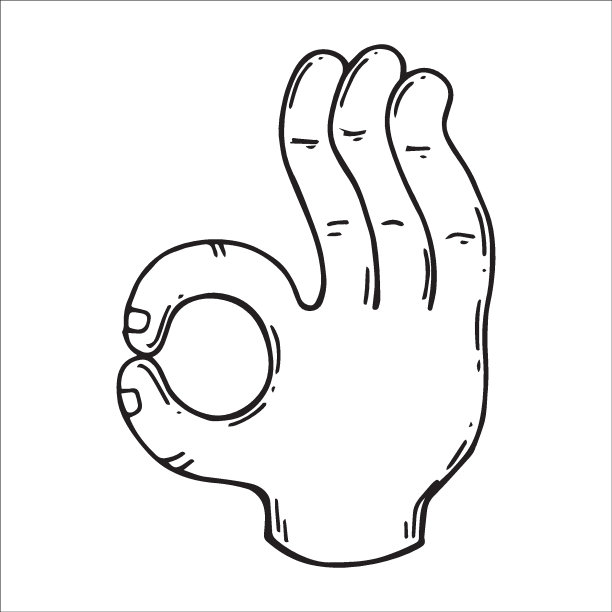 手势，矢量绘制在卡通风格。30年代复古插画，橡胶房子图片下载