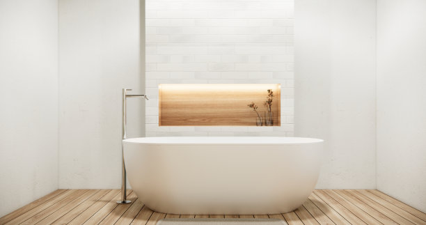 白色浴室现代日本简约风格。三维渲染图片下载