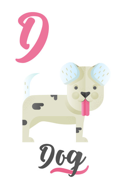 字母D是狗。ABC插图与联合图片。有舌头的可爱动物。现代平面矢量插图模板。图片下载
