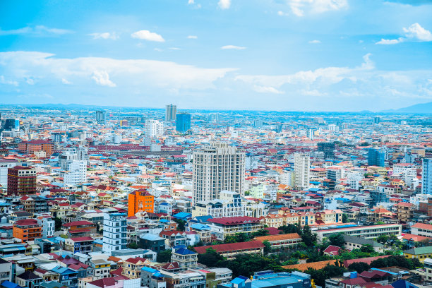 天空俯瞰2024年的现代城市图片下载